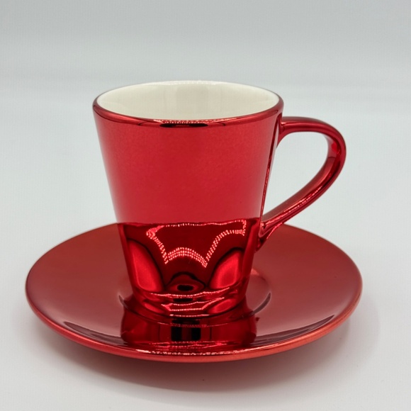 Starbucks | 2013 Silver & Red Mini Holiday Mug Plate Demi Espresso Set - Picture 6 of 11